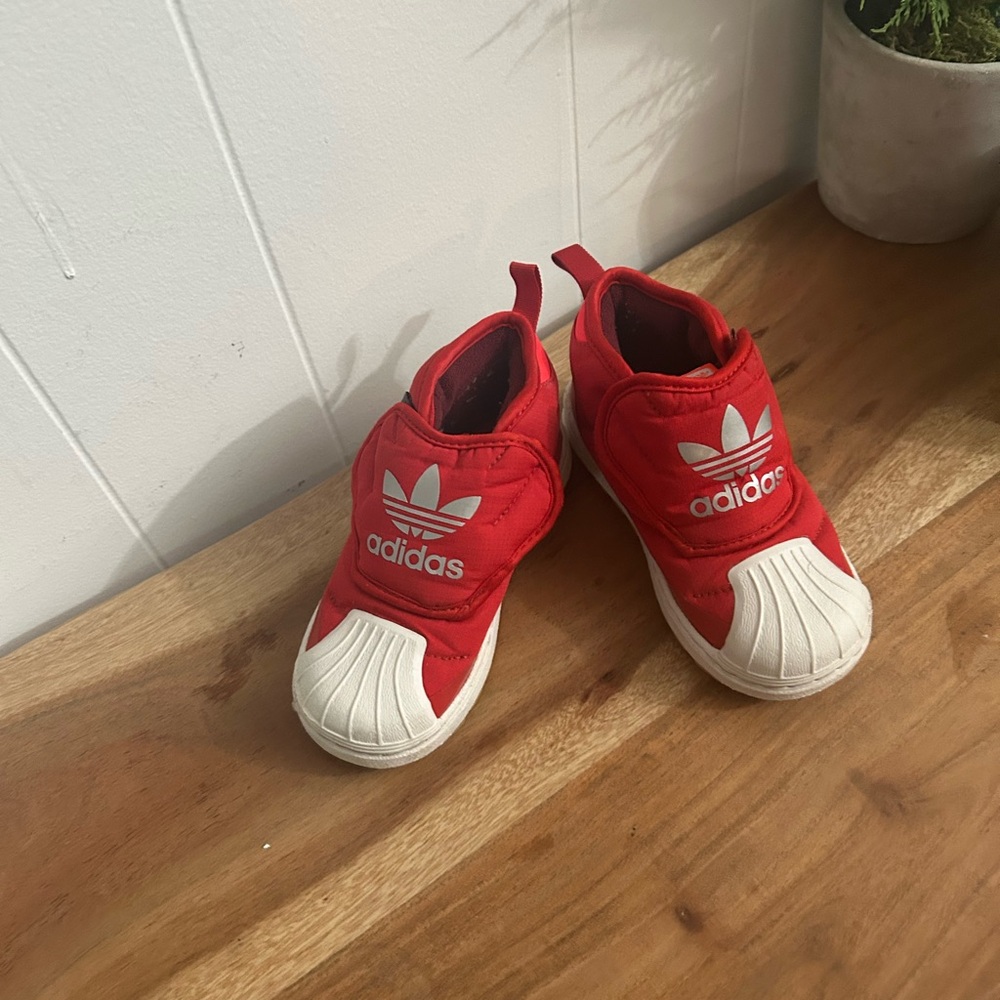 Adidas Superstar 360 Kids Red & White Sneakers 8.5 kids